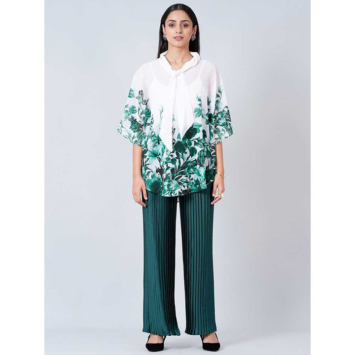 First Resort by Ramola Bachchan Green Floral Top and Pleated Palazzo (Set of 2)