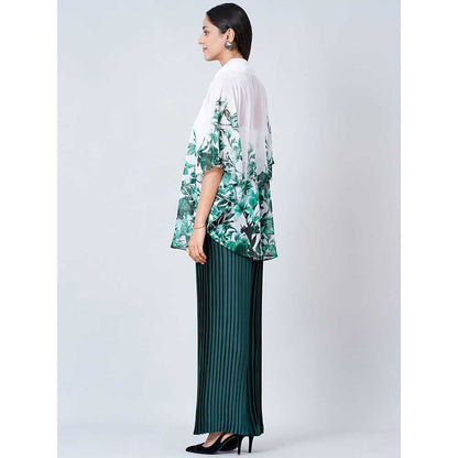 First Resort by Ramola Bachchan Green Floral Top and Pleated Palazzo (Set of 2)