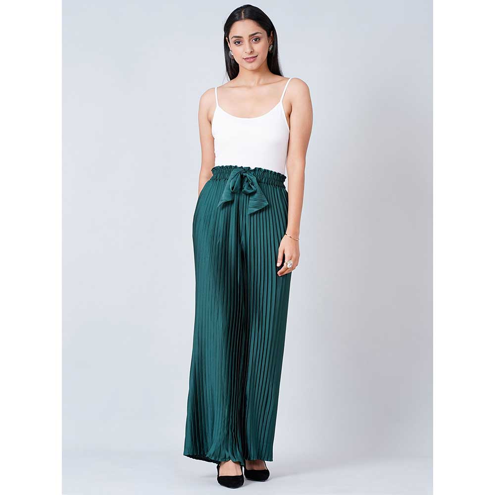 First Resort by Ramola Bachchan Green Floral Top and Pleated Palazzo (Set of 2)
