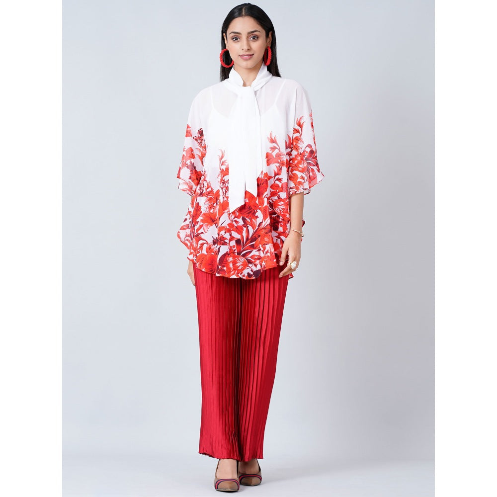 First Resort by Ramola Bachchan Pink Floral Top and Pleated Palazzo (Set of 2)
