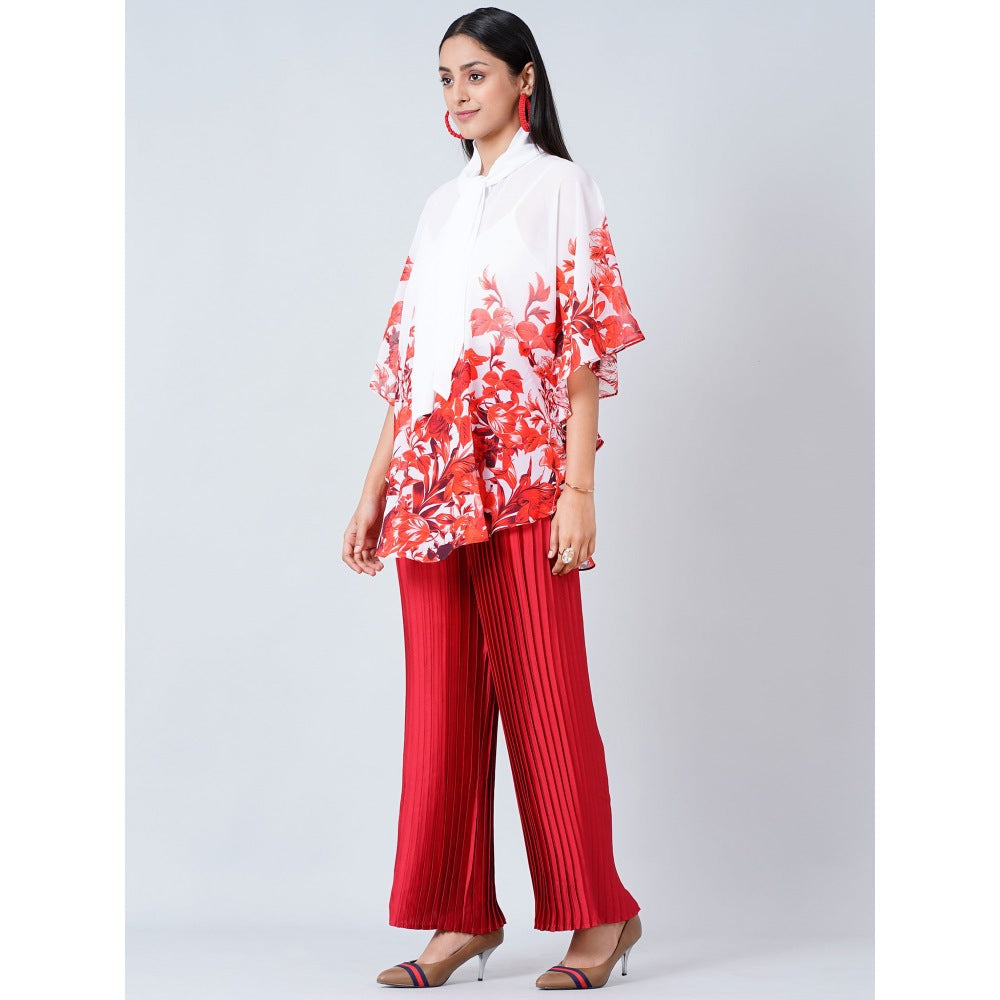 First Resort by Ramola Bachchan Pink Floral Top and Pleated Palazzo (Set of 2)