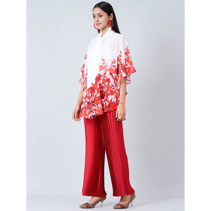 First Resort by Ramola Bachchan Pink Floral Top and Pleated Palazzo (Set of 2)