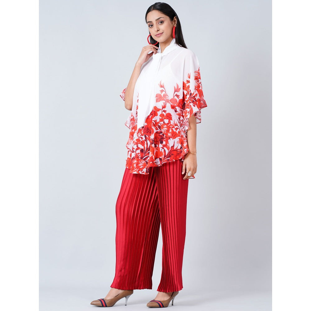 First Resort by Ramola Bachchan Pink Floral Top and Pleated Palazzo (Set of 2)