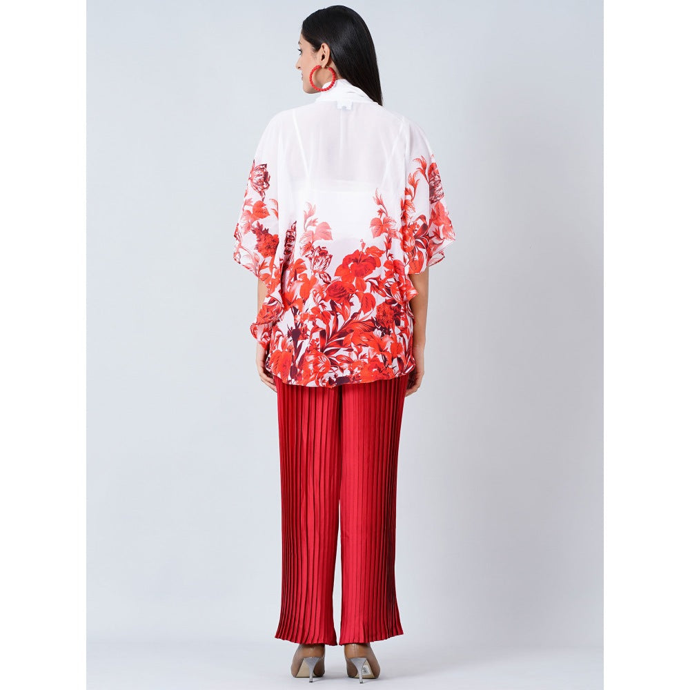 First Resort by Ramola Bachchan Pink Floral Top and Pleated Palazzo (Set of 2)