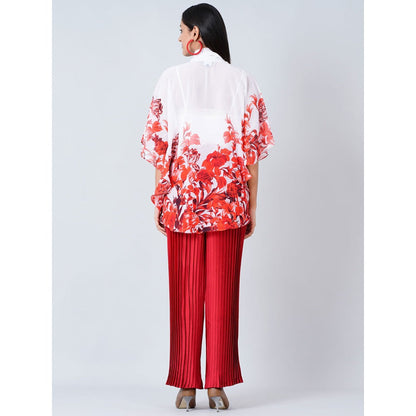 First Resort by Ramola Bachchan Pink Floral Top and Pleated Palazzo (Set of 2)