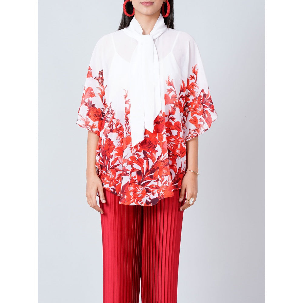 First Resort by Ramola Bachchan Pink Floral Top and Pleated Palazzo (Set of 2)