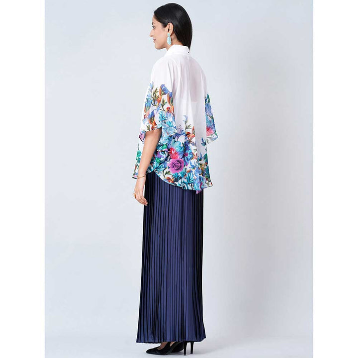First Resort by Ramola Bachchan Purple and Blue Floral Top and Pleated Palazzo (Set of 2)