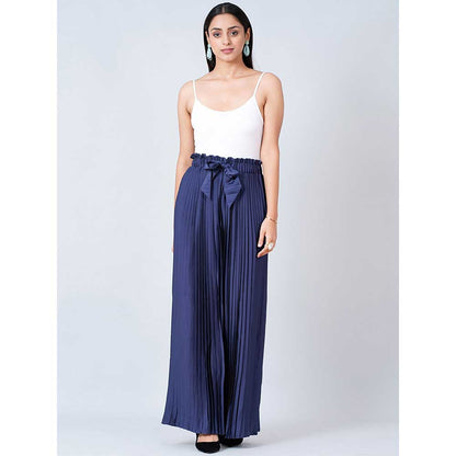 First Resort by Ramola Bachchan Purple and Blue Floral Top and Pleated Palazzo (Set of 2)
