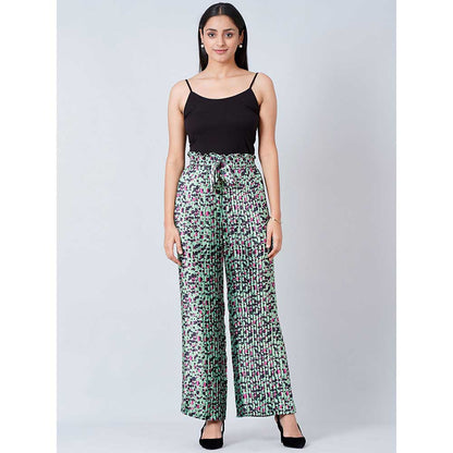 First Resort by Ramola Bachchan Green Animal Print Top and Knife Pleated Palazzo (Set of 2)