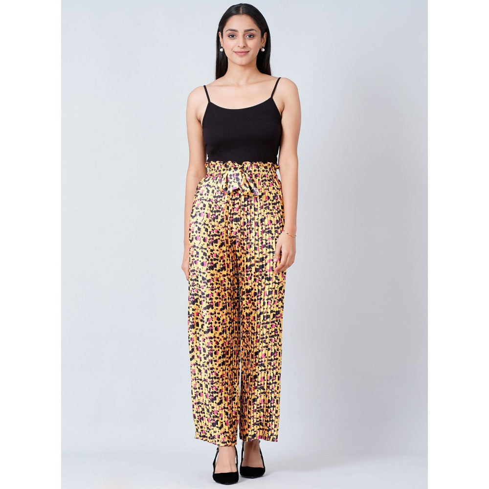First Resort by Ramola Bachchan Brown Animal Print Top and Knife Pleated Palazzo (Set of 2)