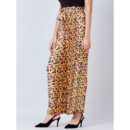First Resort by Ramola Bachchan Brown Animal Print Top and Knife Pleated Palazzo (Set of 2)