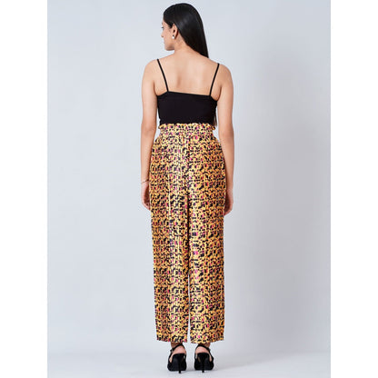 First Resort by Ramola Bachchan Brown Animal Print Top and Knife Pleated Palazzo (Set of 2)