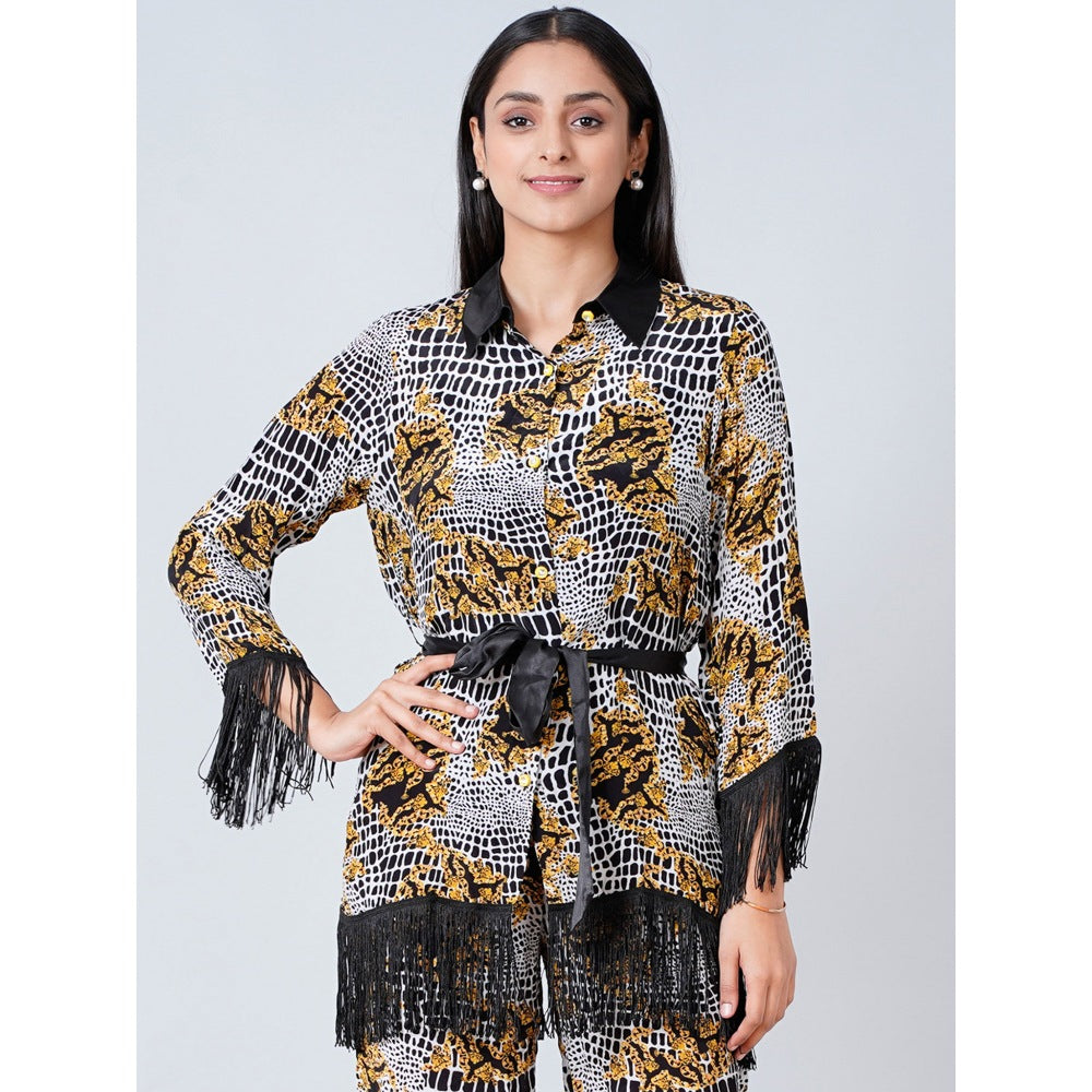 First Resort by Ramola Bachchan Multi-Color Baroque Animal Print Shirt