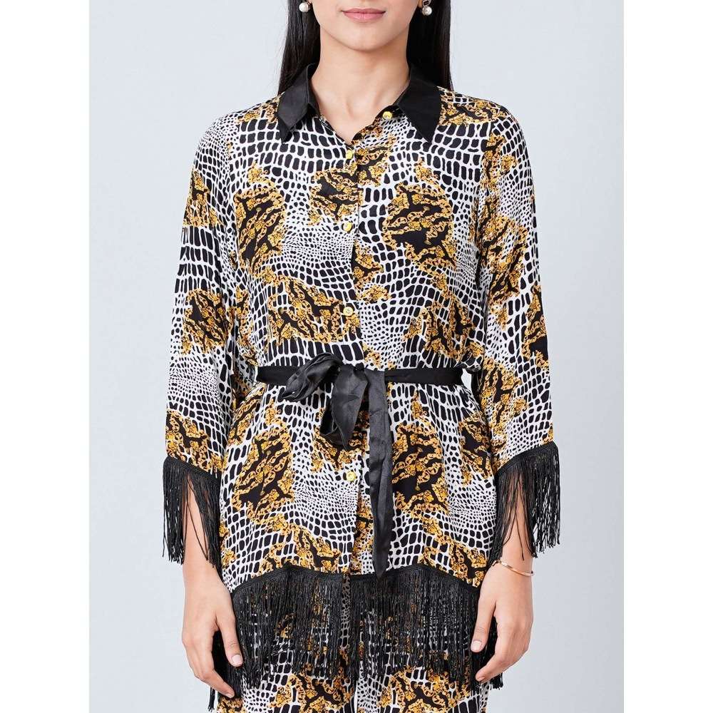 First Resort by Ramola Bachchan Multi-Color Baroque Animal Print Shirt
