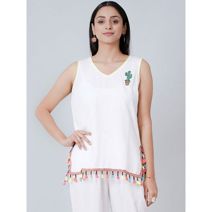 First Resort by Ramola Bachchan White Summer Top