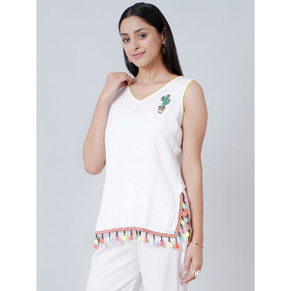 First Resort by Ramola Bachchan White Summer Top