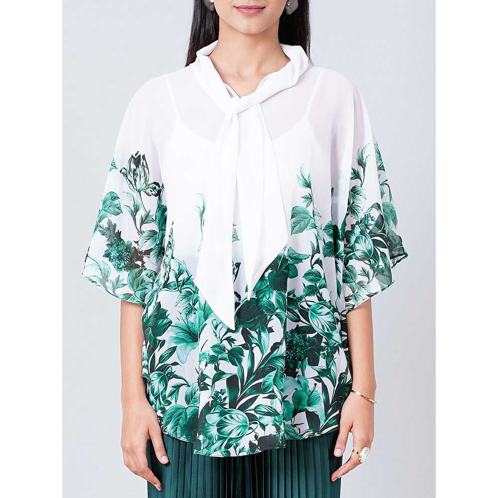 First Resort by Ramola Bachchan White Floral Top
