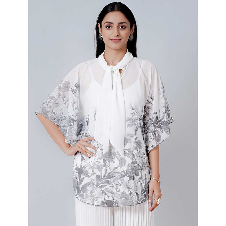 First Resort by Ramola Bachchan Grey Floral Top