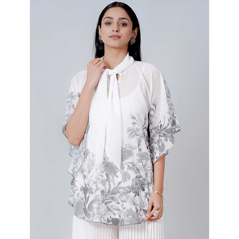 First Resort by Ramola Bachchan Grey Floral Top