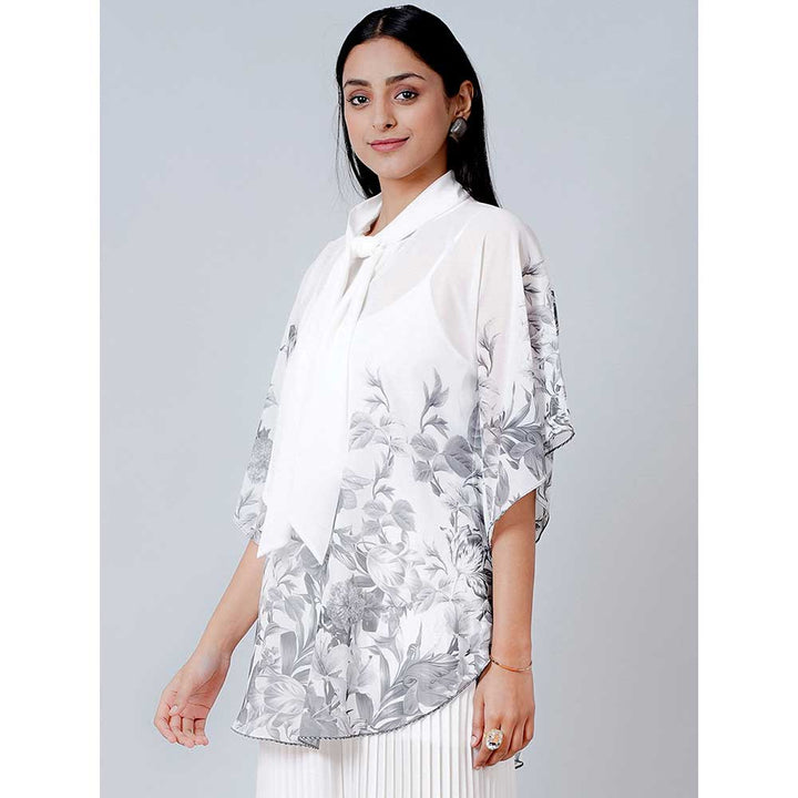 First Resort by Ramola Bachchan Grey Floral Top