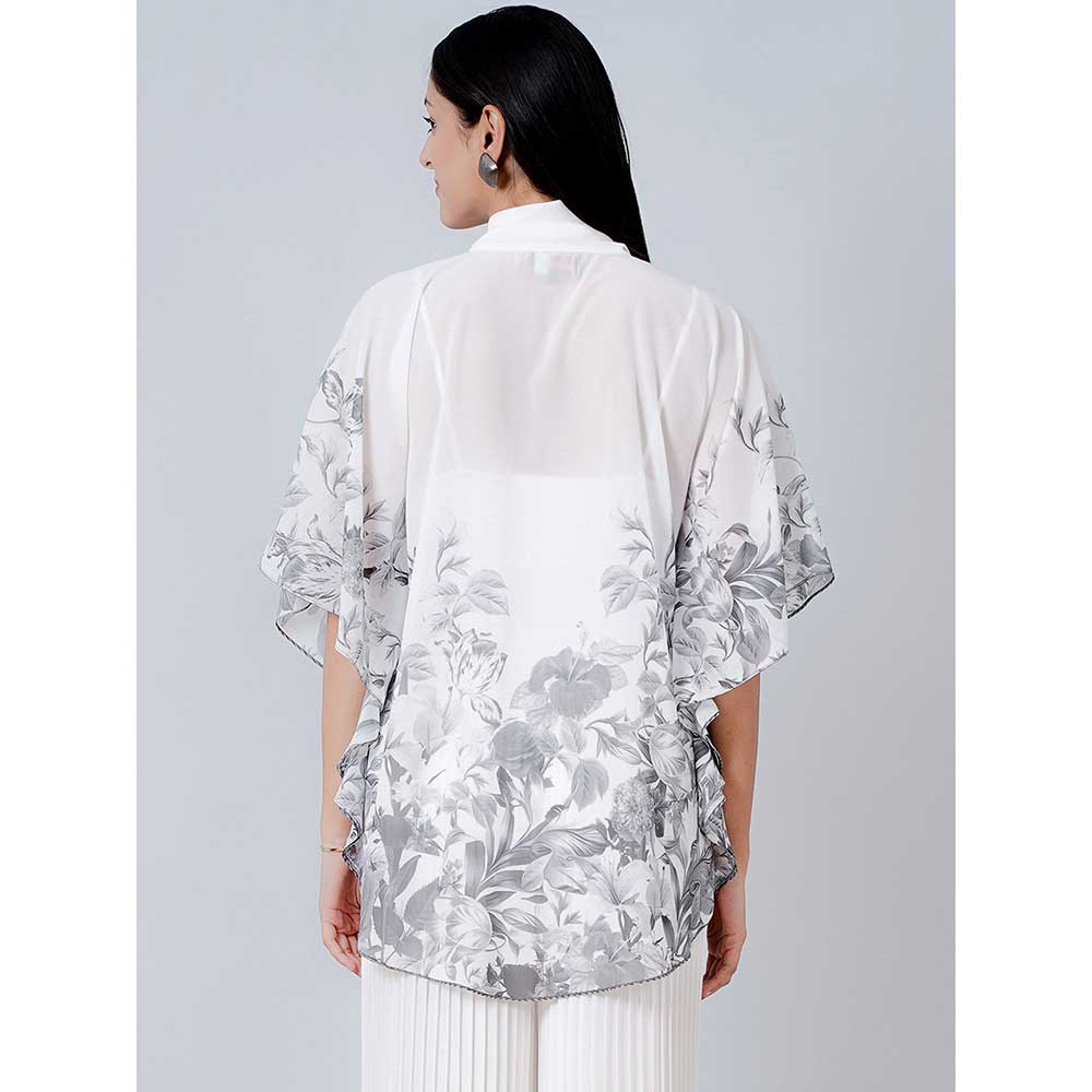 First Resort by Ramola Bachchan Grey Floral Top