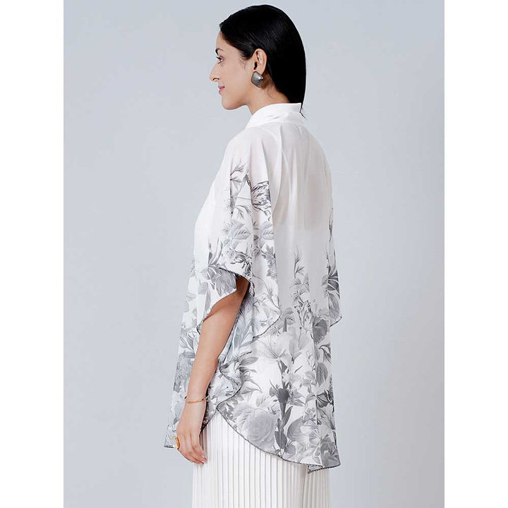 First Resort by Ramola Bachchan Grey Floral Top