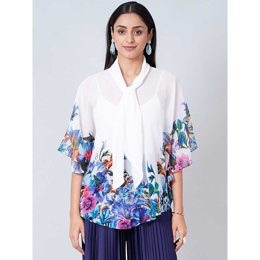 First Resort by Ramola Bachchan White Floral Top