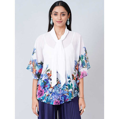 First Resort by Ramola Bachchan White Floral Top