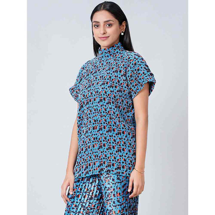 First Resort by Ramola Bachchan Blue Animal Print Top