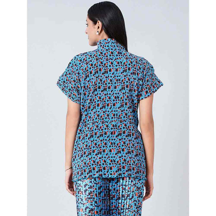 First Resort by Ramola Bachchan Blue Animal Print Top