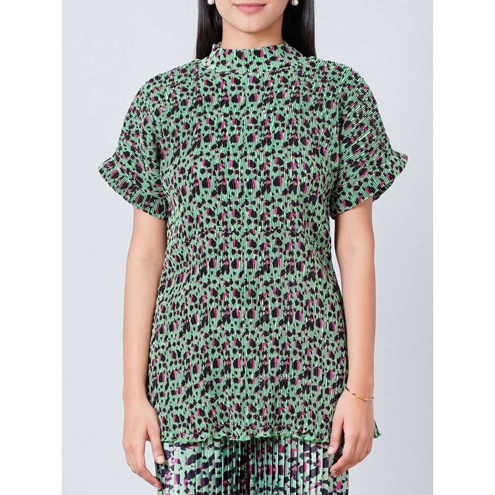 First Resort by Ramola Bachchan Green Animal Print Top