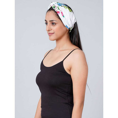 First Resort by Ramola Bachchan White And Blue Floral Print Headband