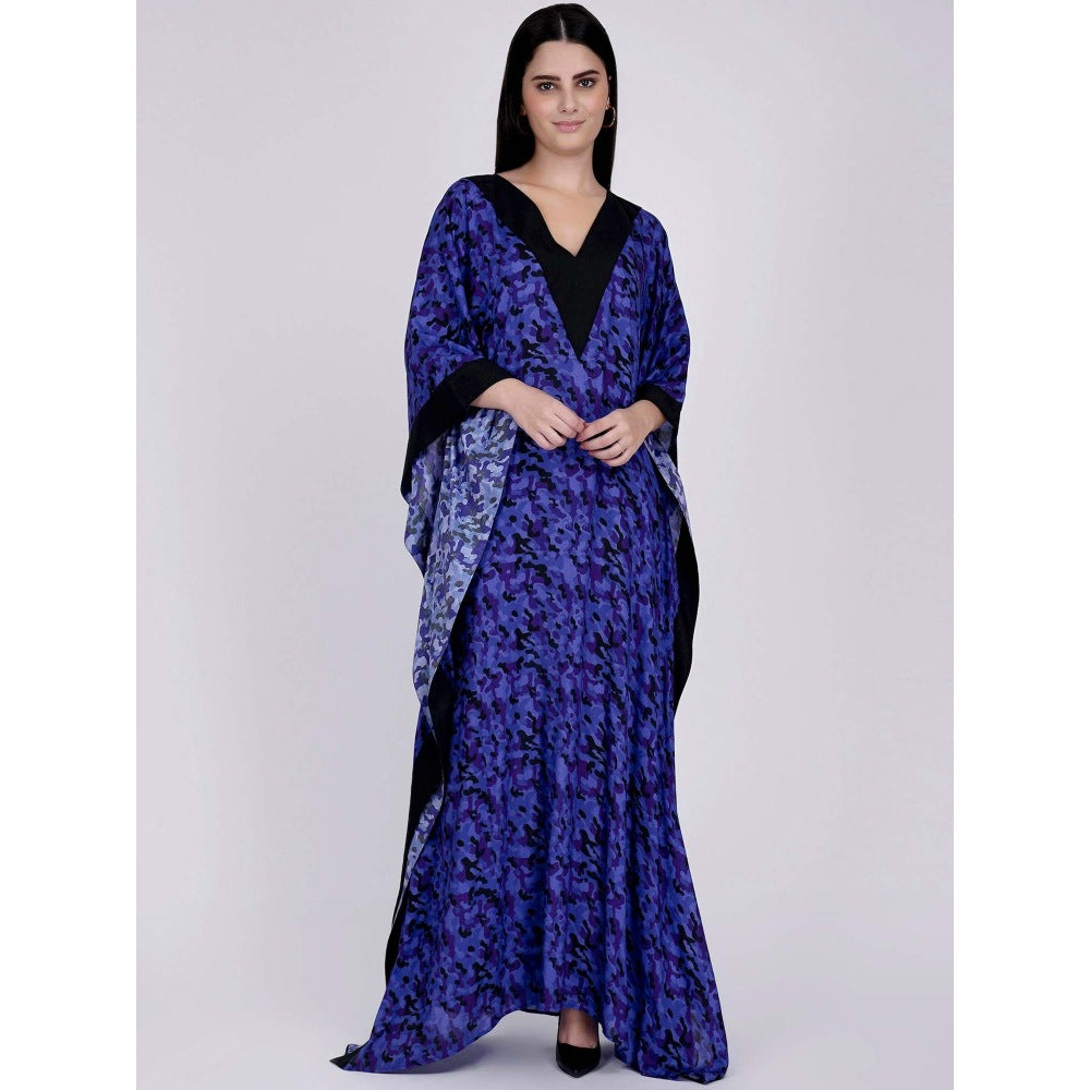 First Resort by Ramola Bachchan Blue Camouflage Full Length Kaftan