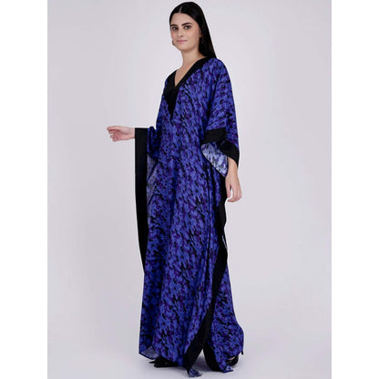 First Resort by Ramola Bachchan Blue Camouflage Full Length Kaftan