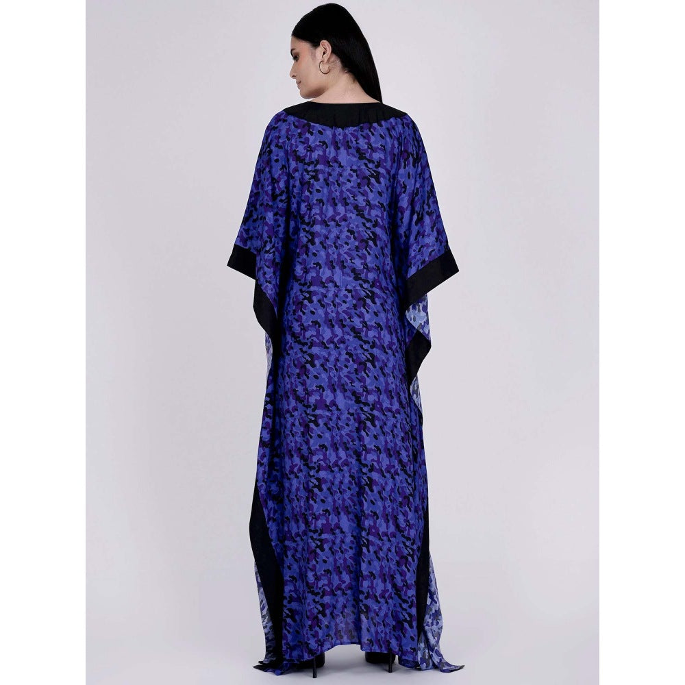 First Resort by Ramola Bachchan Blue Camouflage Full Length Kaftan