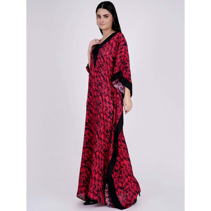 First Resort by Ramola Bachchan Red Camouflage Full Length Kaftan