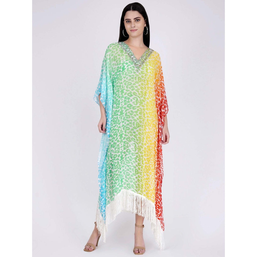 First Resort by Ramola Bachchan Multicoloured Animal Print Mid Length Kaftan