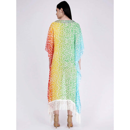 First Resort by Ramola Bachchan Multicoloured Animal Print Mid Length Kaftan