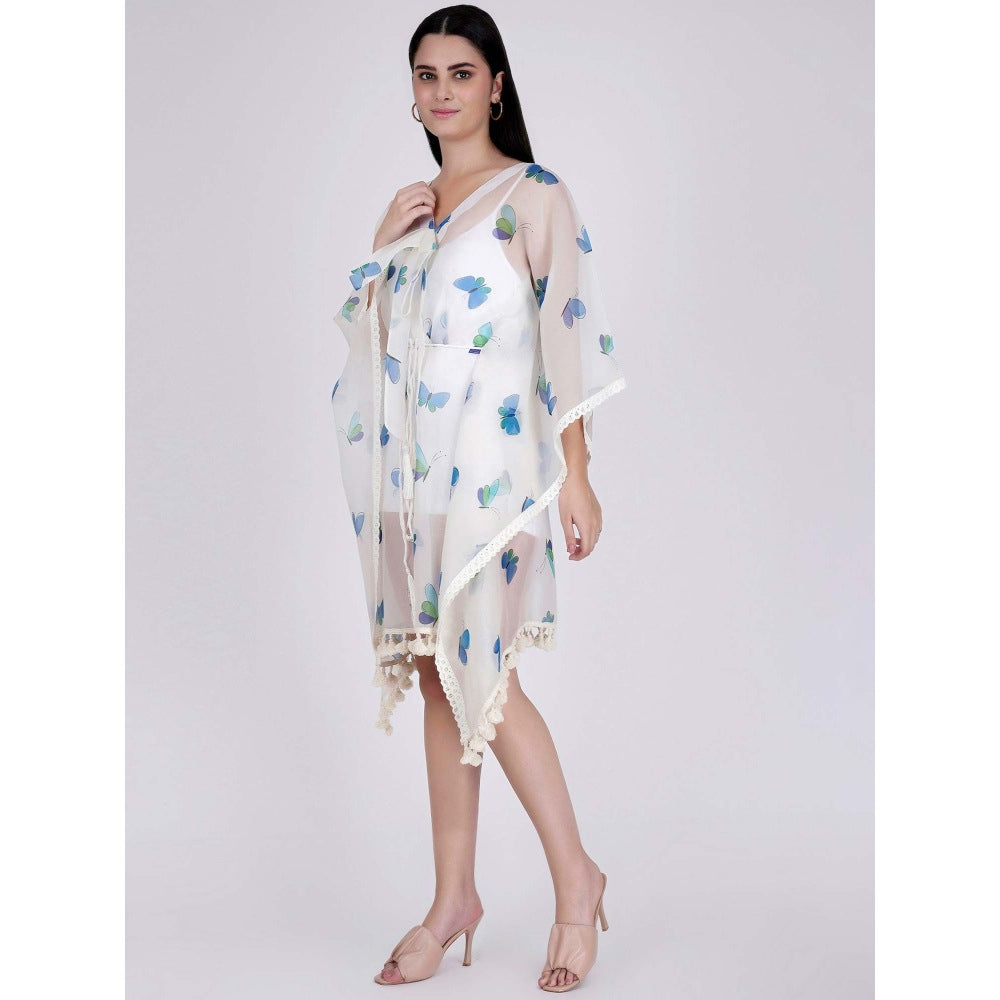 First Resort by Ramola Bachchan Aqua Butterfly Mid Length Kaftan (Set of 2)
