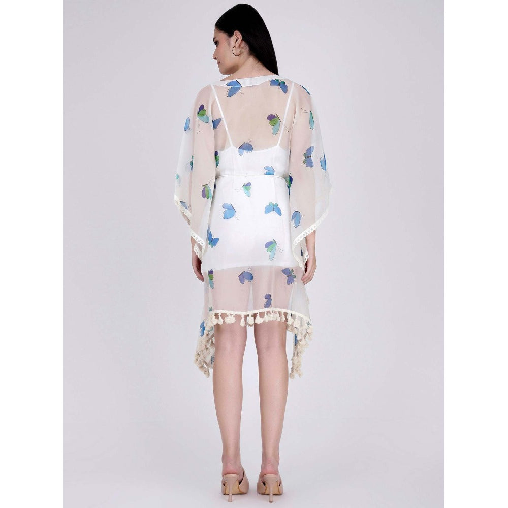 First Resort by Ramola Bachchan Aqua Butterfly Mid Length Kaftan (Set of 2)