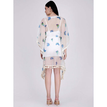 First Resort by Ramola Bachchan Aqua Butterfly Mid Length Kaftan (Set of 2)