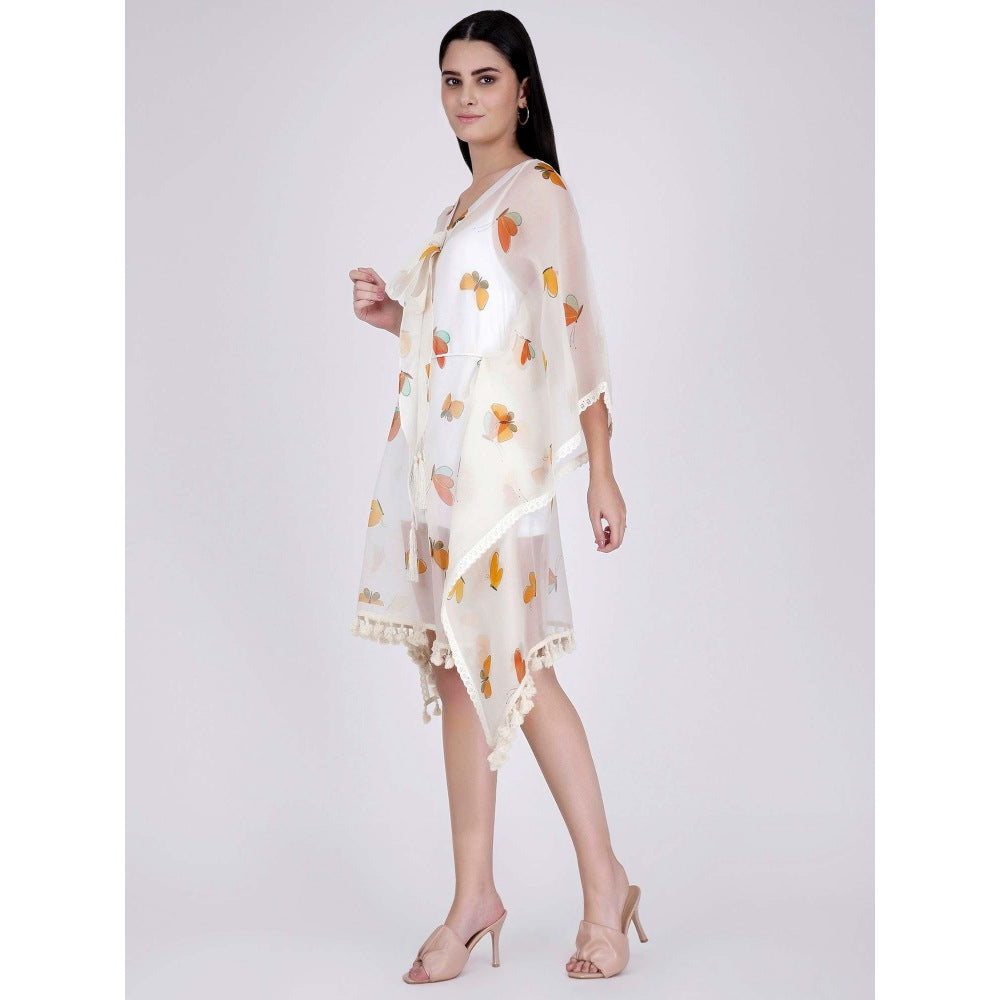 First Resort by Ramola Bachchan Yellow And Green Butterfly Mid Length Kaftan (Set of 2)