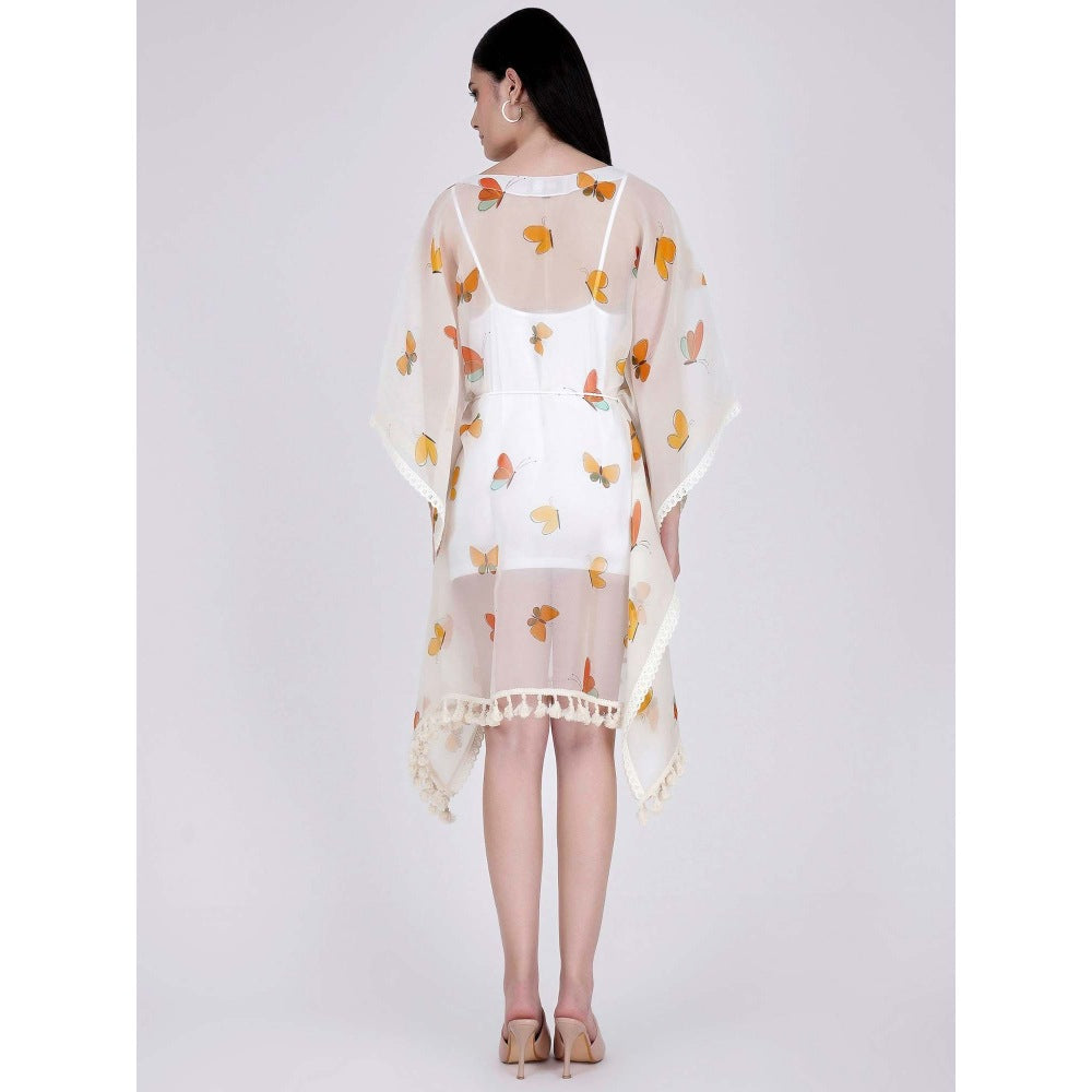 First Resort by Ramola Bachchan Yellow And Green Butterfly Mid Length Kaftan (Set of 2)
