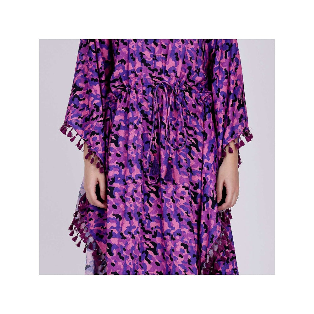 First Resort by Ramola Bachchan Pink Camouflage Mid Length Kaftan