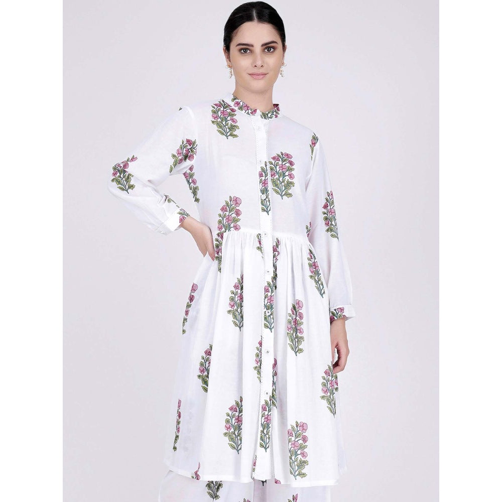 First Resort by Ramola Bachchan White Floral Kurta