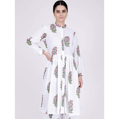 First Resort by Ramola Bachchan White Floral Kurta