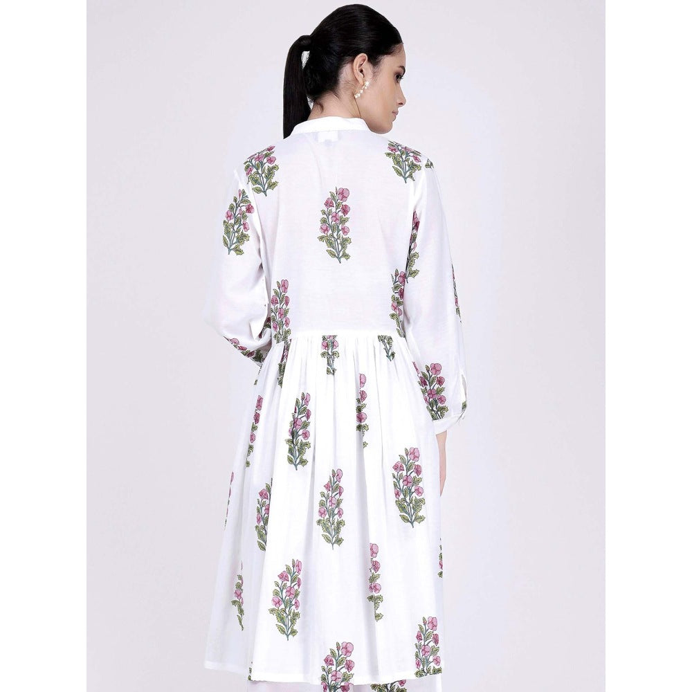 First Resort by Ramola Bachchan White Floral Kurta