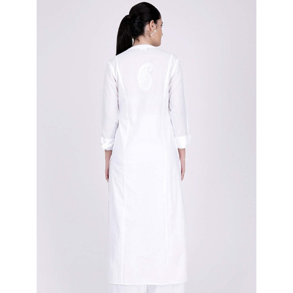 First Resort by Ramola Bachchan White Straight Kurta