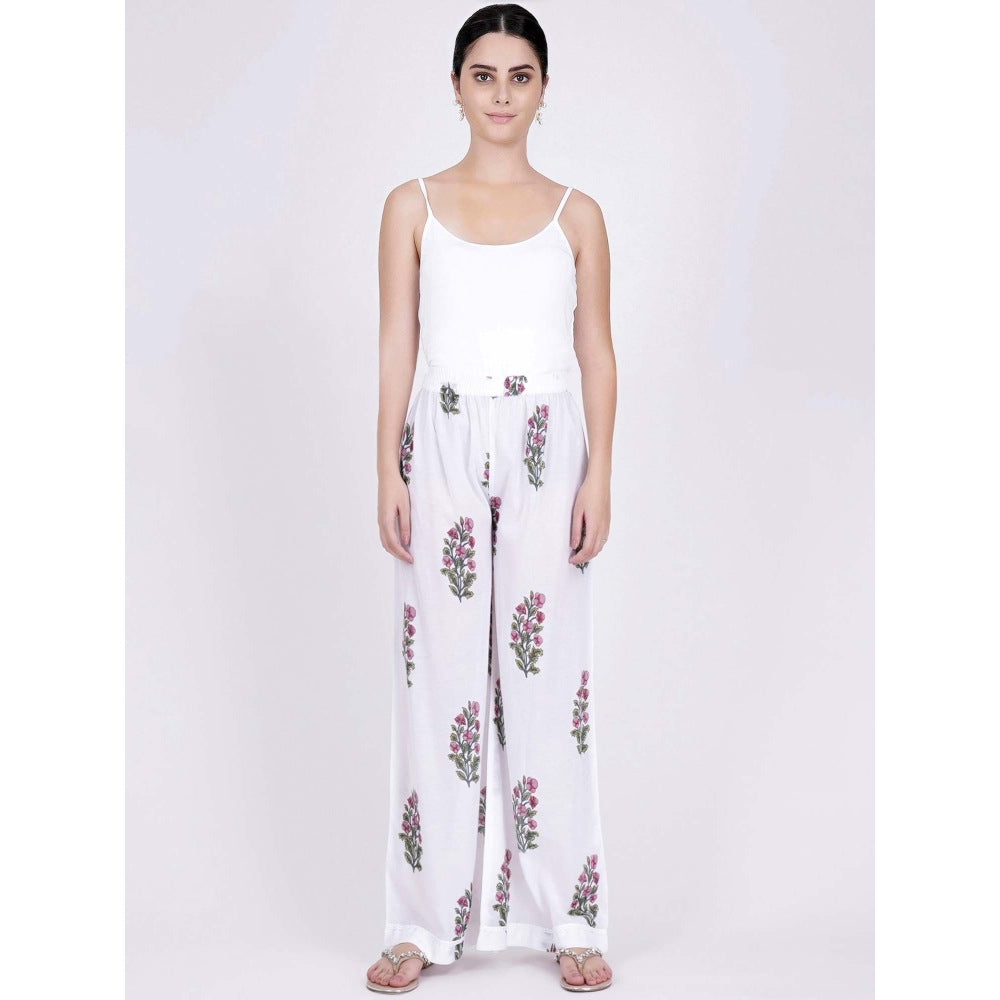 First Resort by Ramola Bachchan White Floral Pants