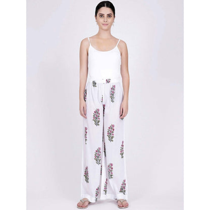 First Resort by Ramola Bachchan White Floral Pants